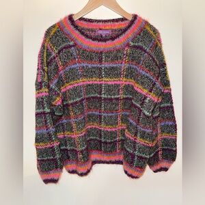 Rose carmine tartan pink & grey sweater